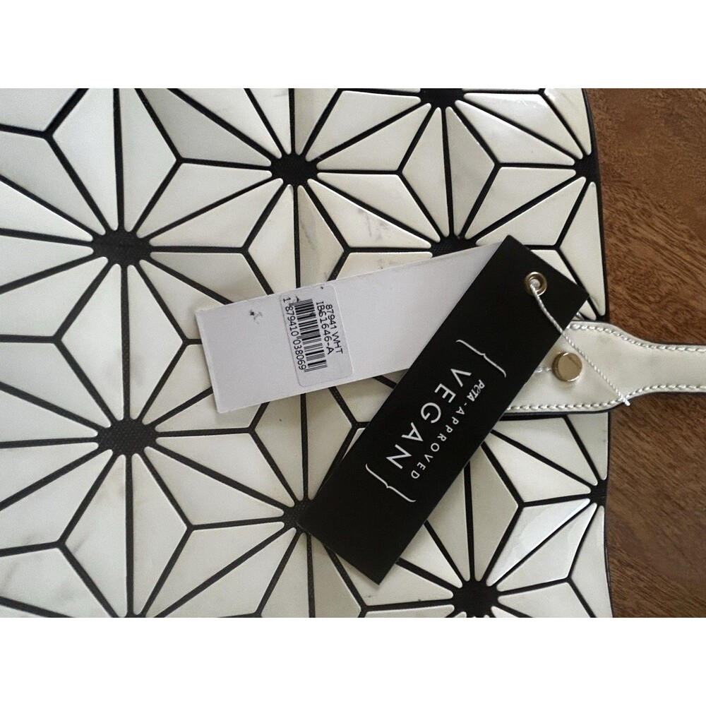 Isabelle Ivory Geometric Tile Handbag Handle Tote Multi Pocket Top Zip New - Picture 6 of 12